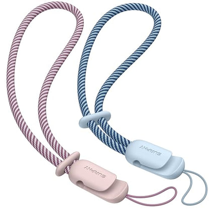 SURPHY 2 Pack Phone Lanyard, Phone Wrist Strap for Case, Camera Wrist Strap - color: Pink & Cloud Blue