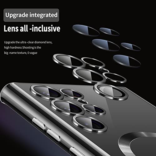 For Samsung Galaxy S23 Ultra Case（only）, Covers for s23u .Magnetic Metallic Glossy Slim Clear Luxury Soft Shockproof funda capa para for Galaxy S23 Ultra 6.8 inch .Compatible with MagSafe(Black) - color: Black