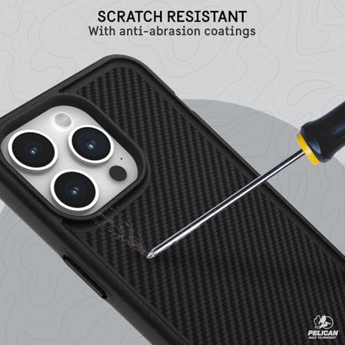 Pelican Protector iPhone 15 Pro Max Case -Rugged MagSafe Phone Case -Carbon | Magnetic Phone Case w/16ft Military-Grade Drop Protection - Anti-Scratch, Heavy Duty Phone Cover for iPhone 15 Pro Max - color: Protector Carbon, style: MagSafe