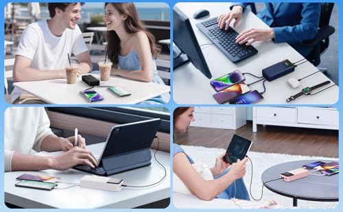 Portable Charger 50800mAh Power Bank with 3 Built in Cables,25W PD QC4.0 Fast Charging USB C Battery Pack,6 Outputs 2 Inputs Travel Essentials Phone Charger for iPhone 18/17/16/15/Pro,Android,Pink - color: Pink