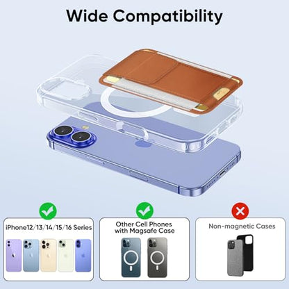 FINPAC MagSafe Wallet Magnetic Card Wallet Holder for Women Men - color: Light Brown