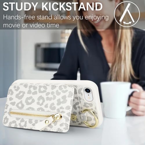 Ｈａｖａｙａ Flip Case for iPhone SE 3rd & 2nd Gen iPhone 8 & 7 - White Leopard - color: White leopard print-Ring, size: iPhone SE 3rd & 2nd Gen & 8 & 7 Case