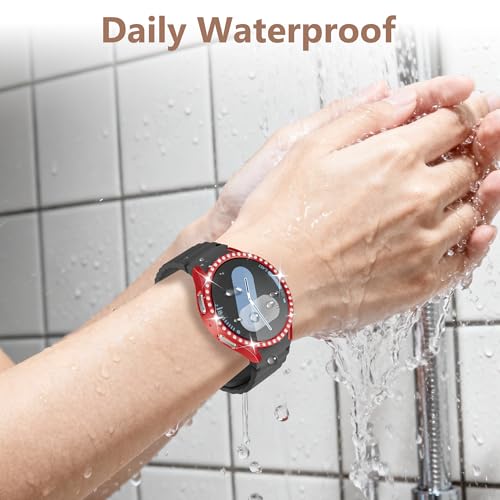 10+4 Pack Bling Case for Samsung Galaxy Watch 7 40mm with Tempered Glass Screen Protector, Glitter Diamond Hard PC Scratch Resistant Protective Cover Compatible with Galaxy Watch 7 40mm - size: Watch 7-40mm