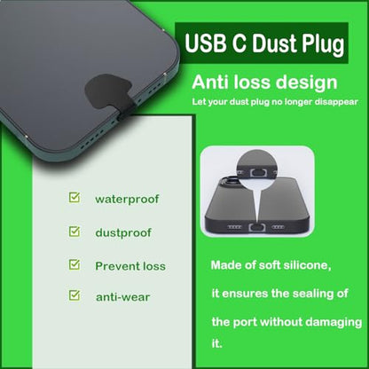 [8-Pack] USB C Dust Plug, Charging Port Cover with Anti-Lost Strap, with Speaker Dust Cover Compatible with iPhone18 17 pro max Type C (USB C Cover18 17 Max (Black))