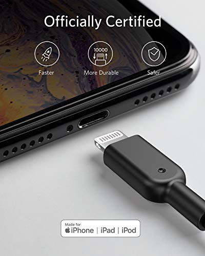 Anker Powerline II Lightning Cable, MFi-Certified (3 ft, Black) - color: Black, size: 3 ft