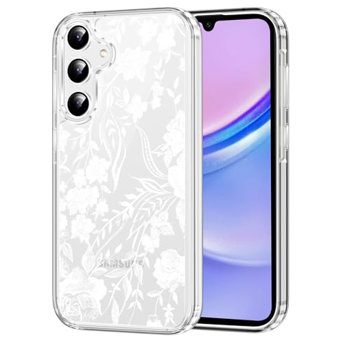 Clear Case for Samsung Galaxy A15 5G 6.5", Aesthetic Cute Floral Pattern Printed, Trendy Flower Design for Women Girly, Soft TPU Slim Shockproof Transparent Phone Cover for Samsung A15, White - color: White Flower, size: Samsung Galaxy A15 5G