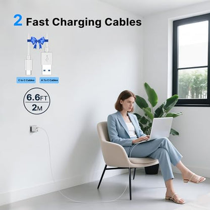 200W USB C Charger Block, Foldable 4-Port GaN5 Fast Charging Block - color: White, size: 1 Pack