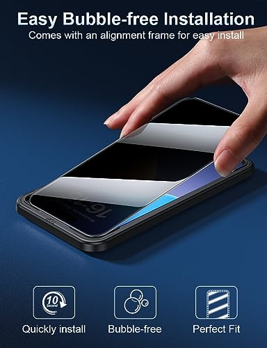 ruwa Privacy Screen Protector for iPhone 16 Pro [2-Pack] Anti-Peep Tempered Glass Film with Easy Installation Frame - size: for iPhone 16 Pro-6.3 inch 2-Pack