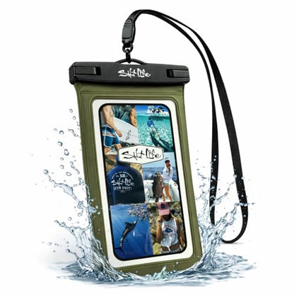 SALT LIFE Waterproof Phone Bag Sleeve – IPX8 100% Waterproof Protection, Universal Phone Pouch with Touchscreen Clear Window, Secure Seal Closure & Lanyard for Beach, Pool, Kayak & Travel (Dark Green) - color: Dark Green