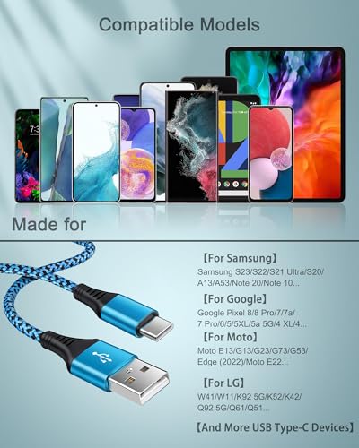 [4Pack/6FT] USB Type C to USB A Cable, 3A Fast Charging Long Android USBC - size: 6ft, style: USB C