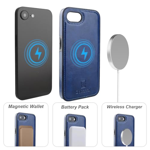 Bocasal for MagSafe Wallet Case Card Holder for iPhone 17e/16e, Blue - color: Blue for MagSafe