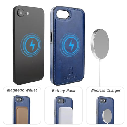 Bocasal for MagSafe Wallet Case Card Holder for iPhone 17e/16e, Blue - color: Blue for MagSafe