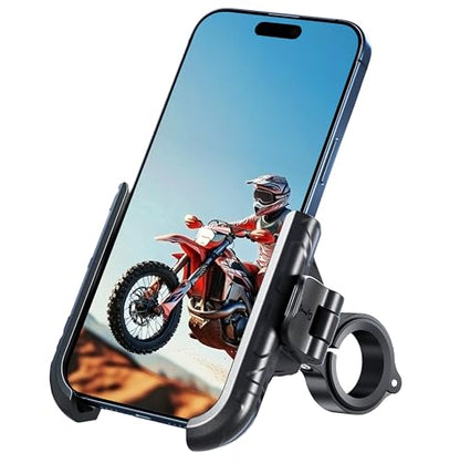 Bike Phone Mount Holder No Block Camera Motorcycle Cell Phone Holder Quick Lock 360° Rotate for iPhone 16 Pro Max for Samsung S25 Ultra 5.4''-7.2'' Smartphone