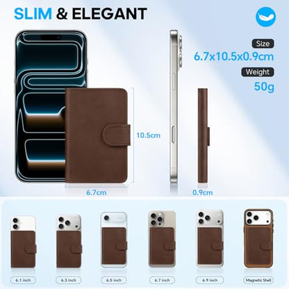 SHIELDON Genuine Leather for Magsafe Wallet, Crazy Horse Dark Brown - color: Crazy Horse - Dark Brown