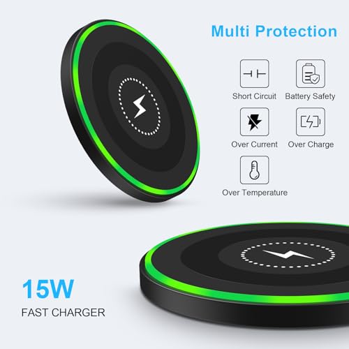 Samsung Wireless Charger Android Charger Fast Charging Pad Wireless Phone Charger Android Charging Station Mat for Samsung Galaxy S25 Ultra S25 Edge S24 S23 S22 S21, iPhone 17 Pro Max Air 16e 15 14 13