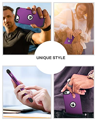 BENTOBEN for iPhone SE 2022 Phone Case and iPhone SE 2020 Case, Heavy Duty 3 in 1 Full Body Rugged Shockproof Hybrid Hard PC Soft Rubber Bumper Drop Protective Girls Women Cover, Deep Purple/Black - color: Black/Deep Purple
