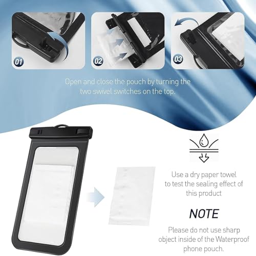 2 Pack Universal Waterproof Case, Waterproof Phone Pouch Compatible for iPhone 17 16 15 14 13 12 Pro Max Plus Up to 7"，Cruise Ship Essentials，Beach Cruise Ship Essentials, Black & Clear - color: A4-Black + Clear-2 pack, size: 7in