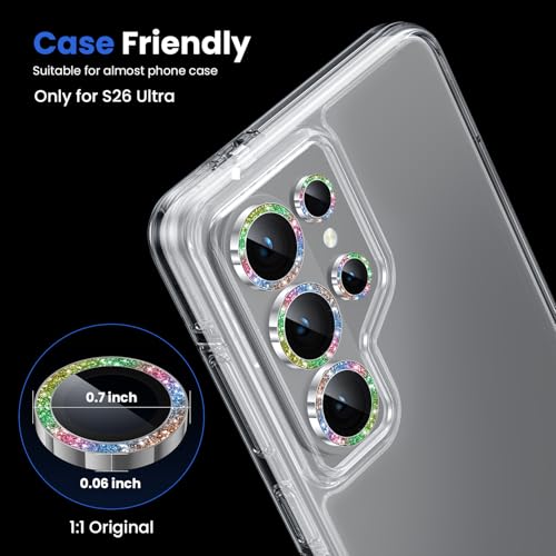 WSKEN for Samsung Galaxy S26 Ultra Camera Lens Protector - Ultra Thin - color: Glitter Colorful