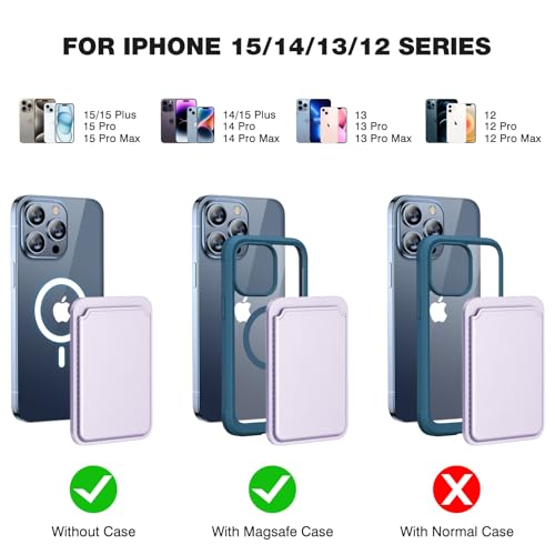 Miracase Magnetic Wallet, Compatible with MagSafe Wallet, 3-Card Holder, for iPhone 15/14/13/12 Series，Purple - color: C-Purple, style: Basic Wallet