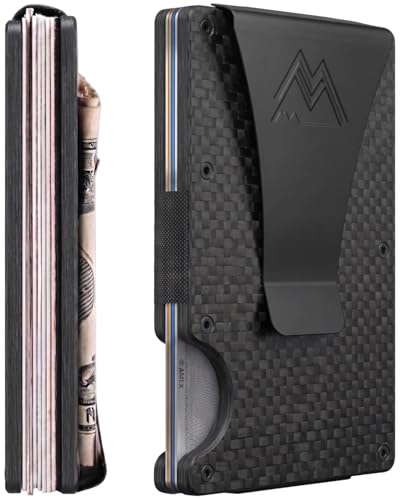 Mountain Voyage Minimalist Wallet for Men - Slim RFID Wallet, Scratch Resistant, Credit Card Holder & Money Clip, Easily Removable Money & Cards (Matte Carbon Fiber) - color: Matte Carbon Fiber