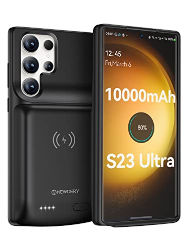 NEWDERY Battery Case for Samsung S24 Ultra,10000mAh Charger Case Black | Qi wireless Charging,18W Fast Recharging, Sync Data Supported,Portable Rechargeable Battery Pack for Galaxy S24 Ultra 6.8" - size: for Galaxy S23 Ultra-10000mAh