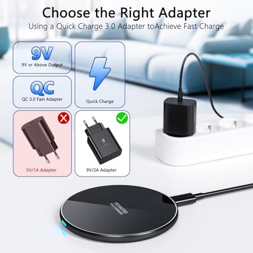 20W Wireless Charger, Wireless Charging Pad 20W Wireless Fast Charger Compatible with iPhone 17/17 Pro Max/16/15/14/13/12//11 Series; Samsung Galaxy S25/S24/S23/S22/S21/S20, AirPods Pro 3