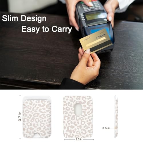 uCOLOR Upgraded Magnetic Cell Phone Wallet Card Holder-Compatible with MagSafe for iPhone 17/16/15/14/13/12 Series, Leather Magnetic Phone Wallet (Beige Leopard) - color: Beige Leopard