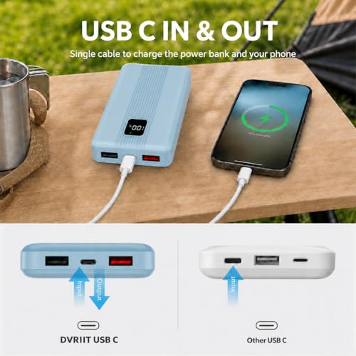 10000mAh Portable Charger with 4 Built-in Cables, 22.5W Fast Charging Power Bank, LED Display, Slim Travel Battery Pack for iPhone 17/16/15/14, Samsung Galaxy, iPad & More - color: Blue