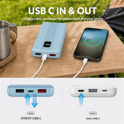 10000mAh Portable Charger with 4 Built-in Cables, 22.5W Fast Charging Power Bank, LED Display, Slim Travel Battery Pack for iPhone 17/16/15/14, Samsung Galaxy, iPad & More - color: Blue