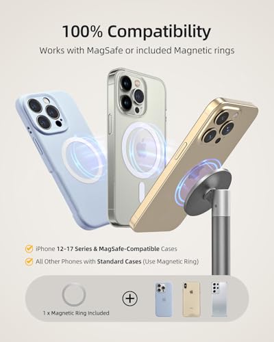 Nulaxy Magnetic Full Aluminum Cell Phone Stand with 360 Rotating Adjustment - color: A-Gray