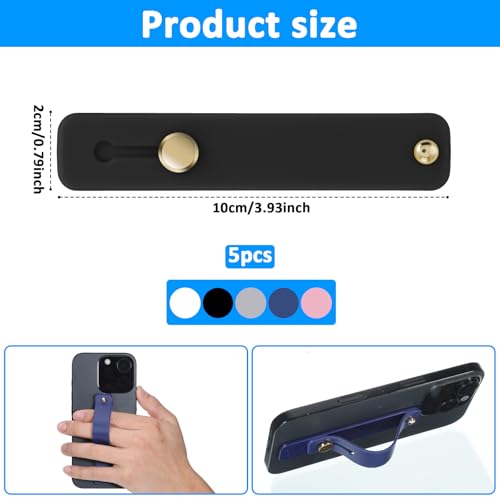 Giantree 6Pcs Phone Grip Strap, Phone Loop Finger Holder, Phones Holder for Hand Smartphones Accessories, Loops for Back of Phones Portable for Most Smartphones
