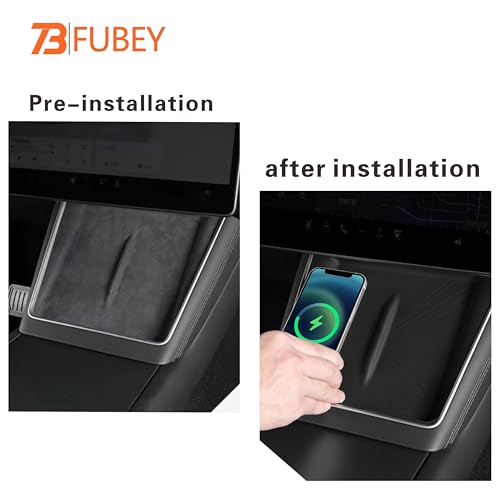 Center Console Silicone Mat for Tesla Model Y Juniper 2025 2026 (Not Fit Standard), Black - Anti-Slip Phone Tray & Wireless Charging Compatible Non-Slip Pad for Model Y Accessories - style: Model Y 2025+ Juniper Wireless Charging Pad