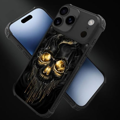 case for iPhone 17 Pro,Compatible with Magsafe,All-Round Protection Shockproof Anti-Scratches TPU Case Cover-Gold Black Skull - color: Gold black skull, size: IPhone 17 Pro