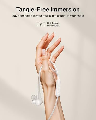 Belkin ANC Wired Earbuds, USB-C Connector, Active Noise Cancelling - color: White