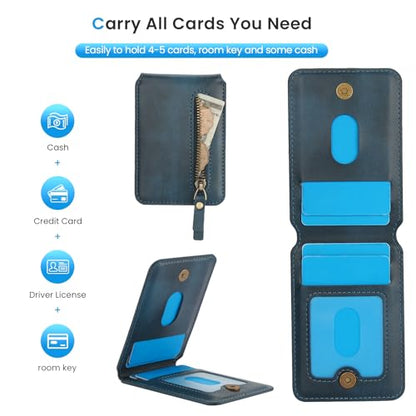 HAII for MagSafe Card Wallet Bag compatible with MagSafe Invisible Ultra-Thin Lightweight Kickstand Magnetic Mobile Wallet Man Woman, 4 Card Slots + 1 Zipper Cash Bag. (Blue, Zipper) - color: Blue, size: 4 Card Slots + 1 Zipper Cash Bag - Zipper