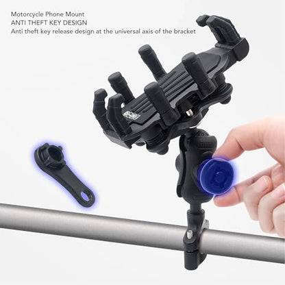 Motorcycle Phone Mount with Vibration Dampener High Speed Secure Lock Adjustable for Scooter ATV 4.9 to 8.1In Smartphones