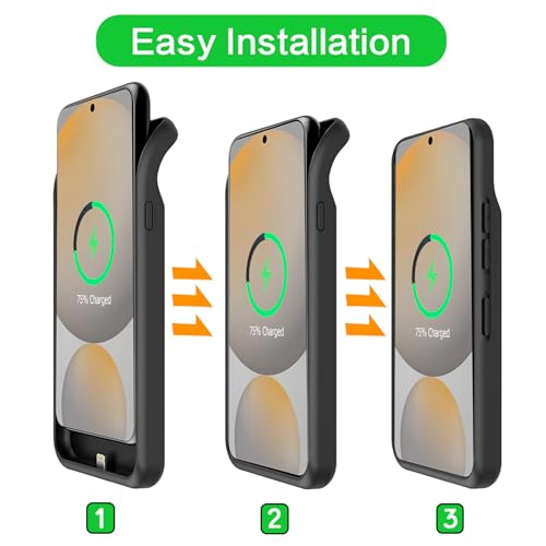Battery Case for Galaxy S24 FE, Upgraded 12000mAh Battery Pack Rechargeable Charger Case with Wireless Charging Compatible for Galaxy S24 FE (6.7 inch) External Charging Case (Black) - size: Galaxy S24 FE