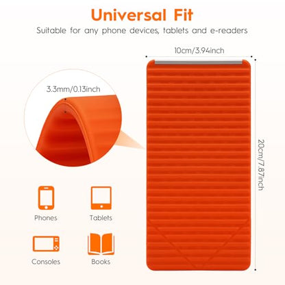 2 Pack Adjustable Foldable Silicone Phone Stand, Universal Bendable Cell Phone Tablet Holder, Portable Anti-Slip Desk Bed Phone Mount for Travel Home Office(Orange/Black) - color: Mixed