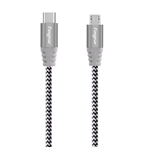 Fasgear USB C to Micro USB Cable, Gray, 1ft - color: Gray, size: 1ft