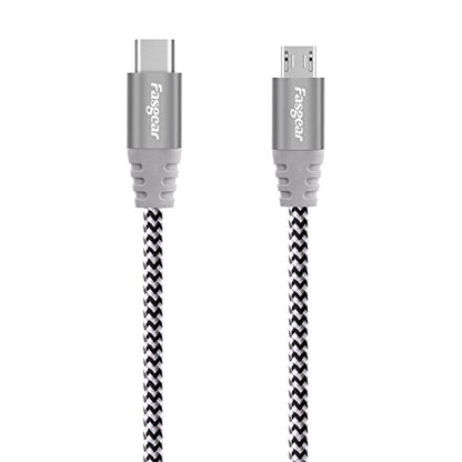 Fasgear USB C to Micro USB Cable, Gray, 1ft - color: Gray, size: 1ft