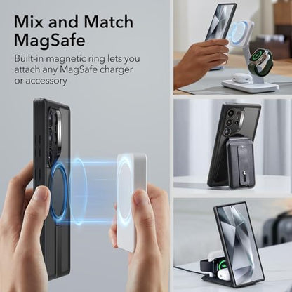 ESR for Samsung Galaxy S24 Ultra Magsafe Case with Kickstand, Wireless Charging Compatible with Magnetic, 3 Stand Modes, Military-Grade Protection, Shockproof Case Slim Fit for S24 Ultra, Black - color: Magsafe Boost-Frosted Black