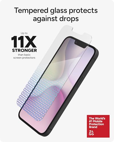 ZAGG XTR5 Screen Protector for iPhone 17e/ 16e/ 14/13/ 13 Pro - Glass, Blue Light Protection, 11X Stronger, Eyesafe CPF60 Tech, Anti-reflective Tech, Touch Sensitive Tempered Glass, Easy To Install - size: iPhone 17e/ 16e/ 14/ 13/ 13 Pro