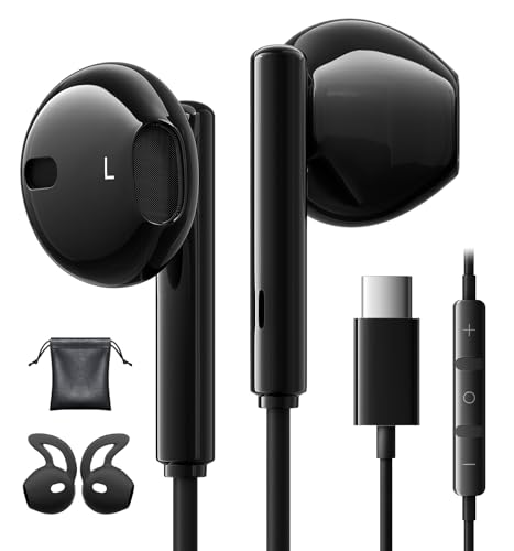 Wired Earbuds USB C for Samsung Galaxy S24 S23 S26 S25 Ultra A55 A56 A16 - color: Black