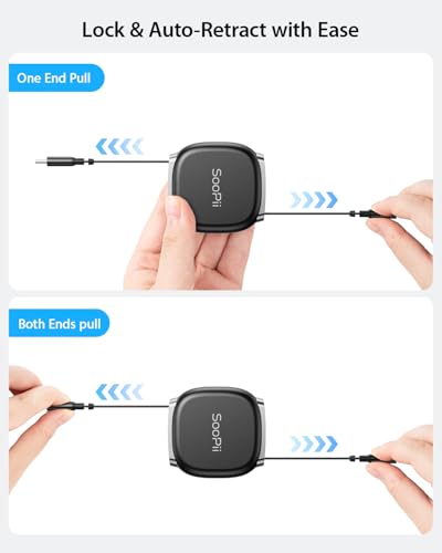 SOOPII 240W Retractable USB C Cable with Mag Snap Storage (2Pack 3.3FT) - color: Black, size: 3.3FT-2Pack