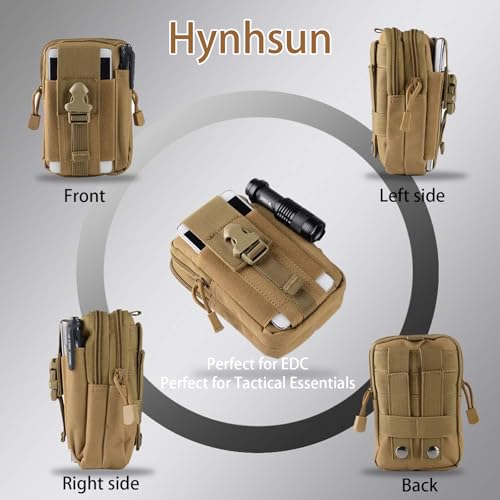 2 Pack Tactical Molle Pouch, Universal EDC Waist Bag Pouches, Outdoor Belt Bags Gear Tool Gadget Pocket with Cell Phone Holster Kakhi - color: kakhi