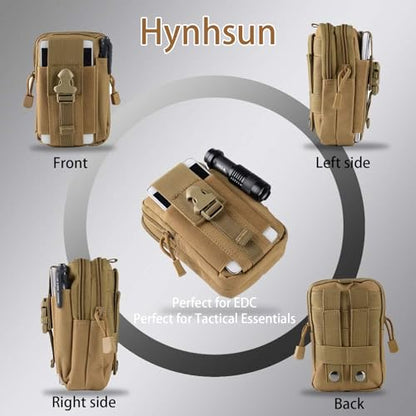 2 Pack Tactical Molle Pouch, Universal EDC Waist Bag Pouches, Outdoor Belt Bags Gear Tool Gadget Pocket with Cell Phone Holster Kakhi - color: kakhi