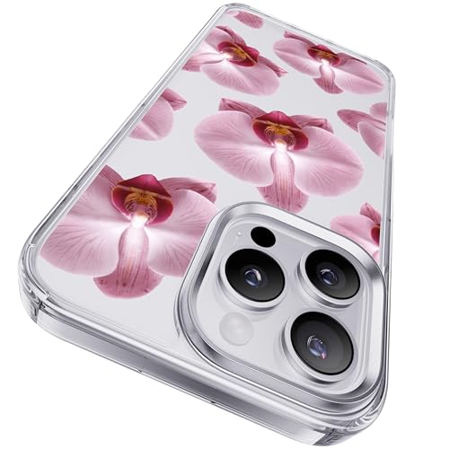 CASEKOO Pink Phalaenopsis for iPhone 16 Pro Case, [Never Yellow Technology] [12FT Military-Grade Protection] Transparent Slim Floral Cover Gril Women 16 Pro Case 6.3 inch, Pink Phalaenopsis - color: Phalaenopsis, size: for iPhone 16 Pro 6.3