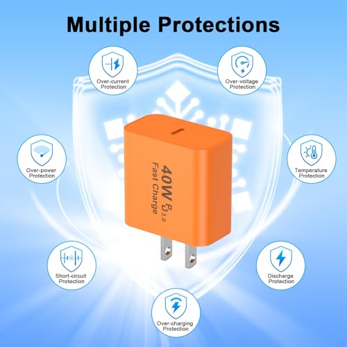 iPhone 17 16 15 Charger Fast Charging 10FT, 40W USB C Charger Block & Cable - color: Dark Orange, size: 2P-10FT