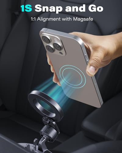 1Zero for MagSafe CD Phone Holder for Car, Foldable Longarm CD Phone Mount - style: Strong-17 N54 Magnets