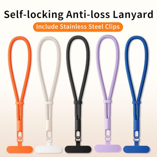 saxsion Lanyard for Phone, Self-Locking Phone Wrist Strap with 0.4mm Ultra-Thin Clip & 360° Hook, Anti-Drop Strap (Black) - color: Black